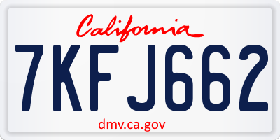 CA license plate 7KFJ662