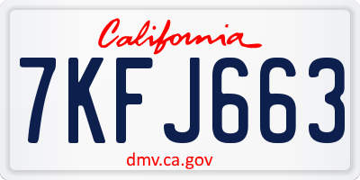 CA license plate 7KFJ663