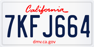 CA license plate 7KFJ664