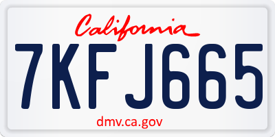 CA license plate 7KFJ665