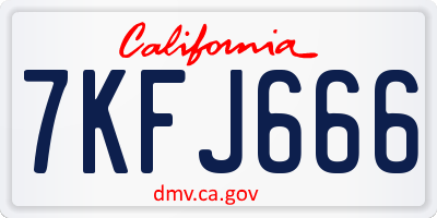 CA license plate 7KFJ666