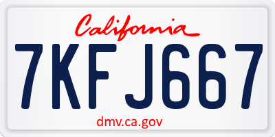 CA license plate 7KFJ667
