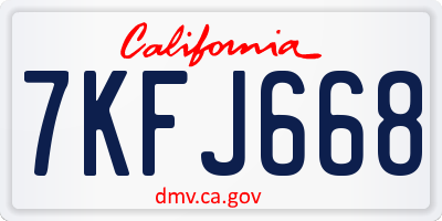 CA license plate 7KFJ668