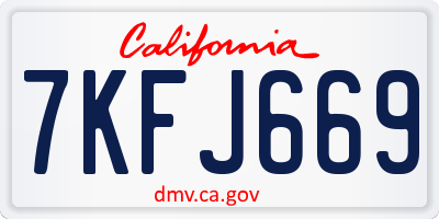 CA license plate 7KFJ669