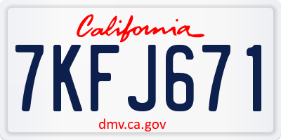 CA license plate 7KFJ671