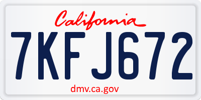CA license plate 7KFJ672