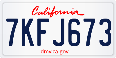 CA license plate 7KFJ673