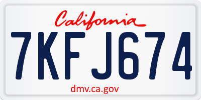 CA license plate 7KFJ674