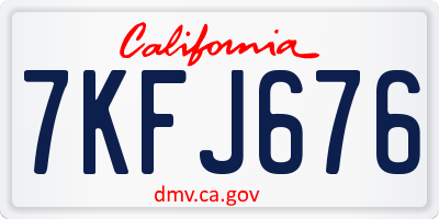 CA license plate 7KFJ676