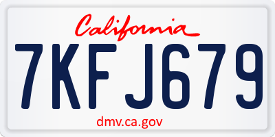 CA license plate 7KFJ679
