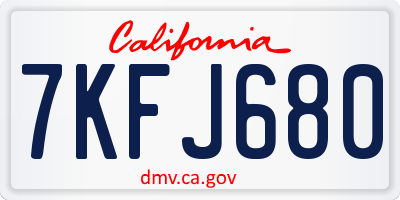 CA license plate 7KFJ680