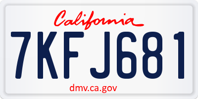 CA license plate 7KFJ681