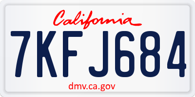 CA license plate 7KFJ684