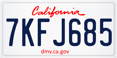 CA license plate 7KFJ685