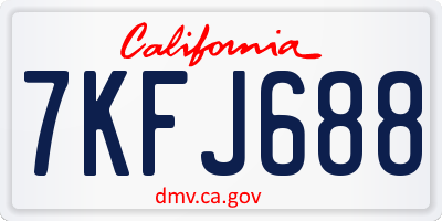 CA license plate 7KFJ688