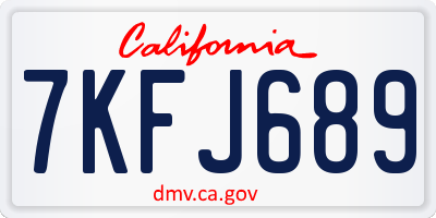 CA license plate 7KFJ689