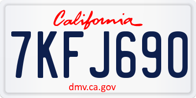 CA license plate 7KFJ690