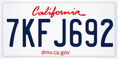 CA license plate 7KFJ692