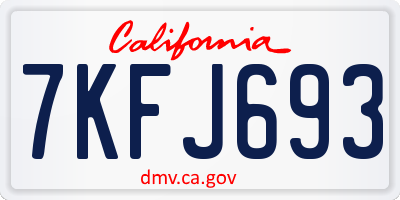 CA license plate 7KFJ693
