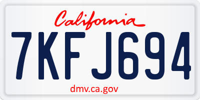 CA license plate 7KFJ694