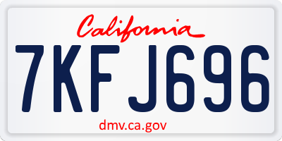 CA license plate 7KFJ696