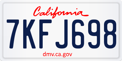 CA license plate 7KFJ698
