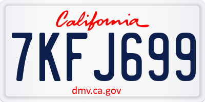 CA license plate 7KFJ699