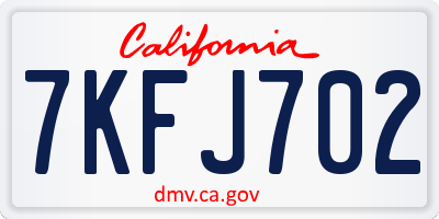 CA license plate 7KFJ702