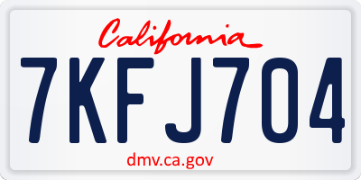 CA license plate 7KFJ704