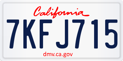 CA license plate 7KFJ715