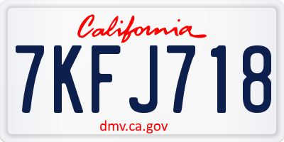 CA license plate 7KFJ718