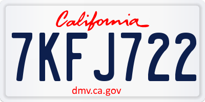 CA license plate 7KFJ722