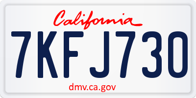 CA license plate 7KFJ730