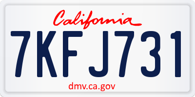 CA license plate 7KFJ731