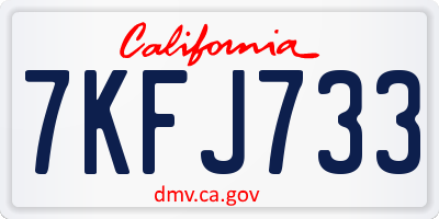 CA license plate 7KFJ733
