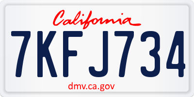 CA license plate 7KFJ734