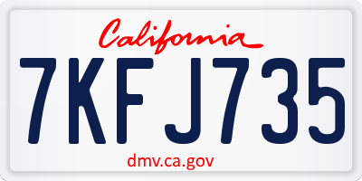 CA license plate 7KFJ735