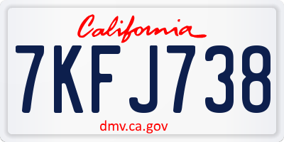 CA license plate 7KFJ738