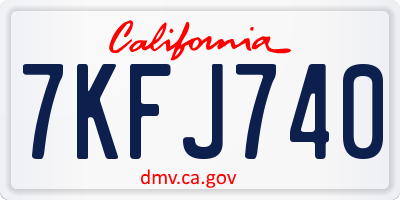 CA license plate 7KFJ740