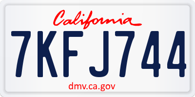 CA license plate 7KFJ744