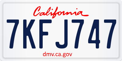 CA license plate 7KFJ747
