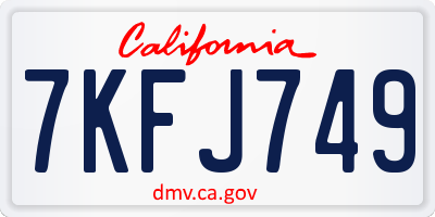 CA license plate 7KFJ749