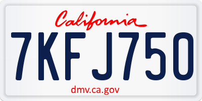 CA license plate 7KFJ750