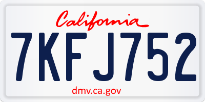 CA license plate 7KFJ752
