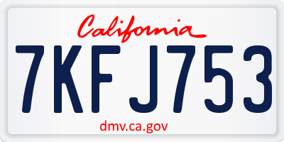 CA license plate 7KFJ753
