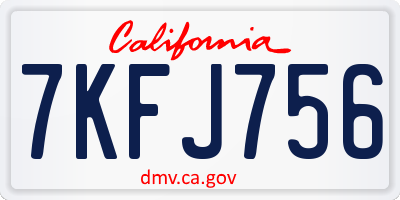 CA license plate 7KFJ756