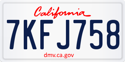 CA license plate 7KFJ758