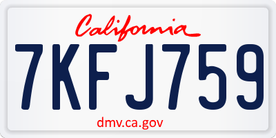 CA license plate 7KFJ759