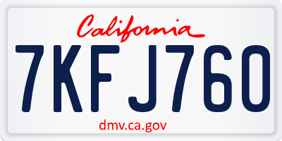 CA license plate 7KFJ760