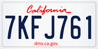 CA license plate 7KFJ761